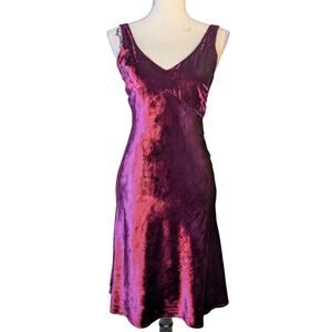 Vintage 90s Nicole Miller Collection Burgundy Velvet Slip Dress Bias Cut USA